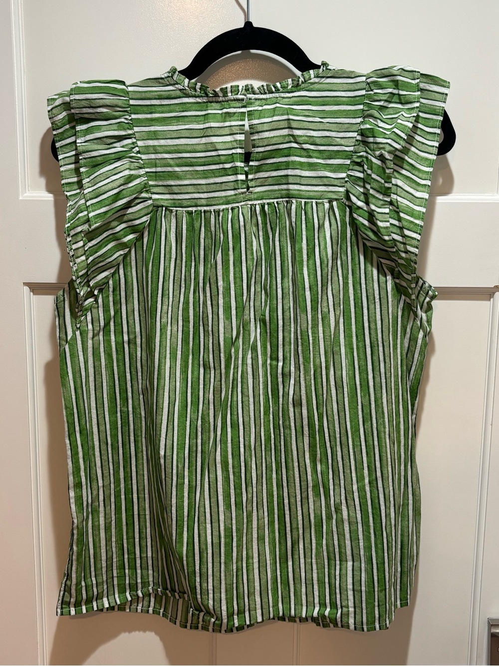 Loft Striped Ruffle Cotton Top - Picture 3 of 5